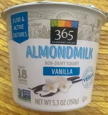 Almondmilk non-dairy yogurt 365 Everyday Value,  Whole Foods Market , code 0099482476861