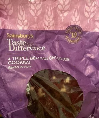 4 triple belgian chocolate cookies Sainsbury's , code 01065831