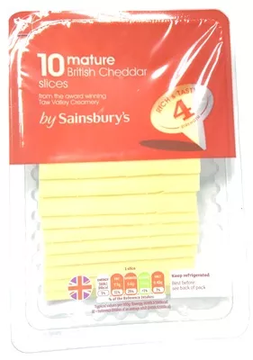 Mature British Cheddar Slices Sainsbury's 240 g, code 01225990