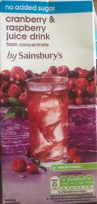 Cranberry and raspberry juice drink By sainsbury's , code 01301953