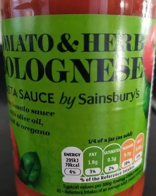 Tomato & herb bolognese By Sainsbury's 500 g, code 01327229