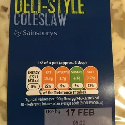 Deli-style Coleslaw Sainsburys 180 g, code 01503265