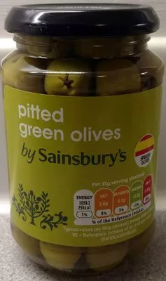 Pitted Green olives Sainsburys 350 g (160 g drained weight), code 01830958