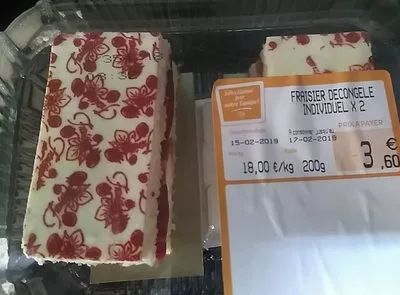 Fraisier décongelé individuel X 2 Carrefour 200 g, code 0202338023618