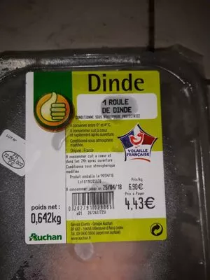 roulé de dinde AUCHAN 0,642 kg, code 0202791029066