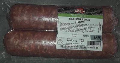 Saucisson a cuire 2 pièces Boucheries André 882g, code 0206626055565