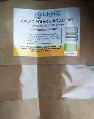 Cacao polvo criollo bio UNEEB , code 06172190