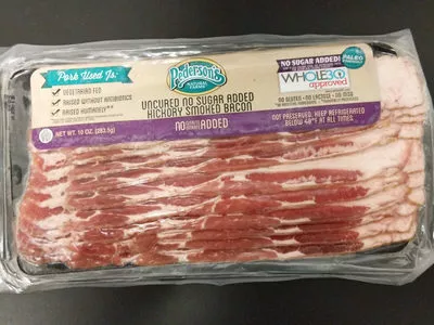 Hickory smoked no sugar added uncured bacon Pederson's 2835 g, code 0641227301404