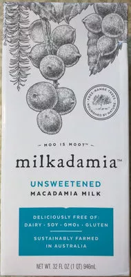 Milk macadamia unsweetned Milkadamia 946 ml, code 0858045004299