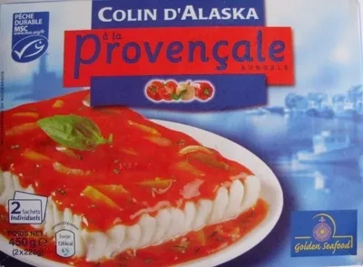 Colin d'Alaska à la provençale surgelé  Golden Seafood, Aldi Einkauf GmbH & Compagnie-oHG 450 g (2 x 225 g) [même code barre 26053325 que colin d'Alaska  à la parisienne et Colin d'Alaska Sauce Oseille, voir 2000000033609], code 2000000009759