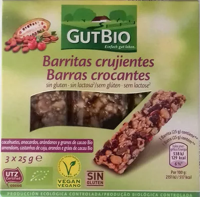 Barritas crujientes GutBio 75 g (3 x 25g), code 2000000056077