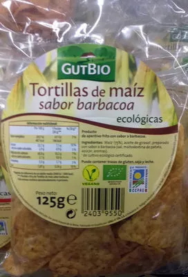 Tortillas de maíz sabor barbacoa GutBio 125 g, code 2000000079024