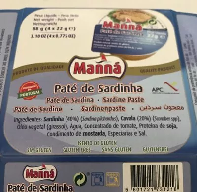 Paté de Sardinha MANNÁ MANNÁ 88 g, code 2000000103862