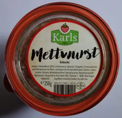 Mettwurst gekocht Karls 250 g, code 2000177770001