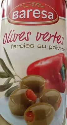 Olives vertes farcies aux poivrons Baresa 350 g (neto), 150 g (escurrido), 370 ml, code 20033378