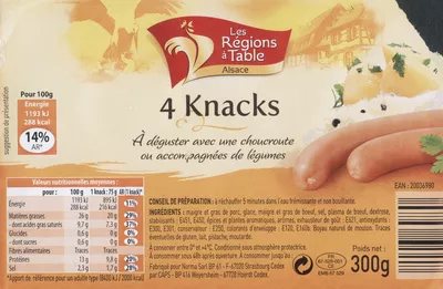 4 Knacks Les Régions à Table 300 g, code 20036980