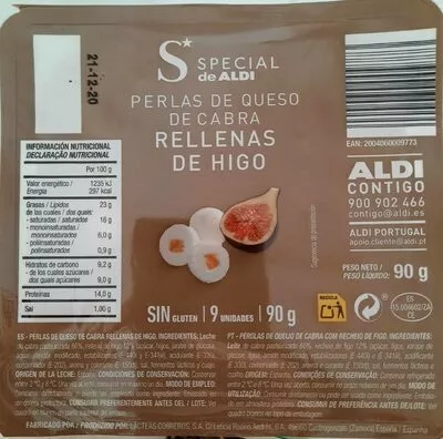 Perlas de Queso de Cabra rellenas de higo special de aldi , code 2004060009773