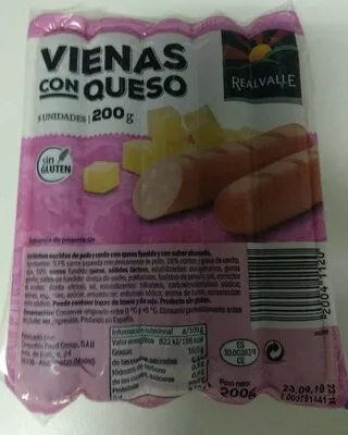 Salchichas vienas con queso Realvalle 200 g, code 20041120