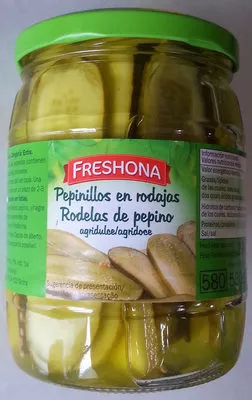 Cornichons en tranches Freshona 530g (290g escurrido), 580 ml, code 20047252