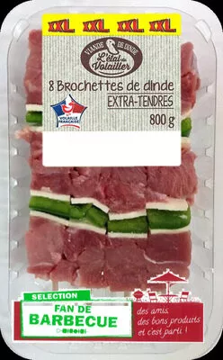 8 Brochettes de dinde nature - Poivrons verts L'étal du volailler 800 g, code 20054014