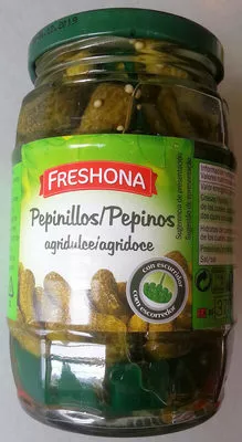 Pepinillos agridulces Freshona 330 g neto, 160 g escurrido, 370 ml, code 20153120