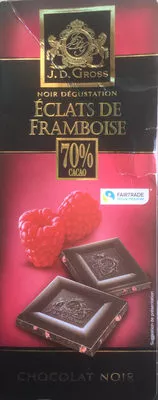 Chocolat dégustation à la framboise cacao Equateur 70% J.D. Gross 125 g, code 20177201