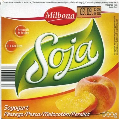 Postre de soja Melocotón Milbona 500 g (4 x 125 g), code 20368272