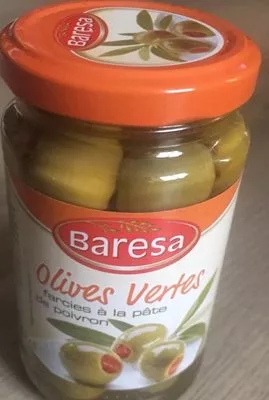 Olives Vertes Farcies à la Pâte de Poivron Baresa 220 g e / 244 ml / 130 g égoutté, code 20443443