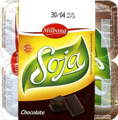 Postre de soja con chocolate Milbona 400 g (4 x 100 g), code 20448387