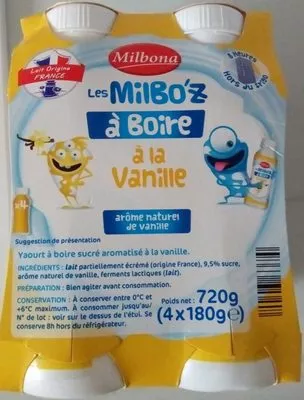 Les Milbo'z à Boire à la Vanille Milbona, Lidl 720 g (4 * 180 g e), code 20466374