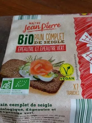 pain complet de seigle épeautre et épeautre vert Maître Jean Pierre,  Grafschafter 500g, code 20507350