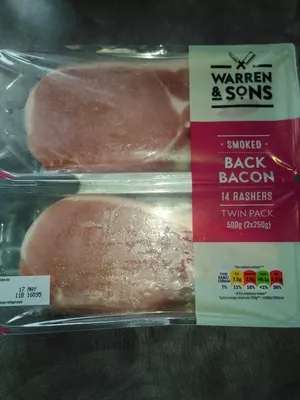 smoked back bacon - 14 rashers WARREN & SONS 500g, code 20574512