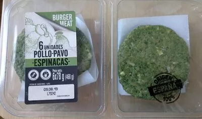 Burger meat de pollo y pavo con espinacas Lidl , code 20581398