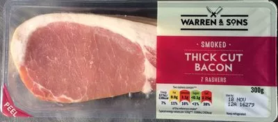 Smoked thick cut bacon WARREN & SONS 300g, code 20582975