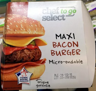 Maxi Bacon Burger micro-ondable Chef Select to go, Chef to go Select 195 g, code 20593940