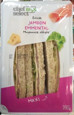 Salade Jambon Emmental Mayonnaise allégée Maxi Chef Select to Go 230 g, code 20593988