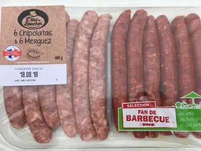 6 chipolatas et 6 merguez L ETAL DU BOUCHER 660g, code 20712426