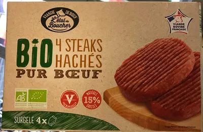 4 steaks hachés bio pur boeuf L'étal du Boucher 4 * 100 g (400 g), code 20713607