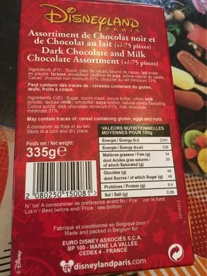 Chocolat disneyland Disneyland Paris 335 g, code 2080250150081