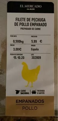 filetes de pechuga de pollo empanado el mercado de aldi , code 2111180003007