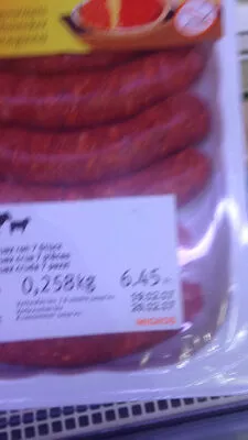 Merguez cru 7 pièces Migros 258 g, code 2126066006454