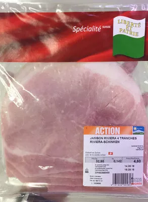 Jambon riviera 4 tranches Migros , code 2131022004603