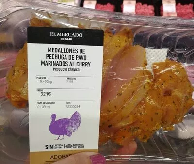 Medallones de pechuga de pavo al curry El Mercado de Aldi , code 2162495003213