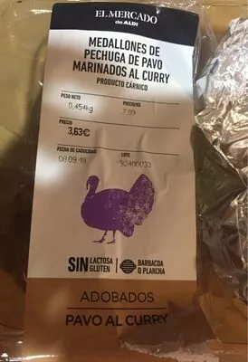 Medallones pechuga pavo marinados curry El Mercado de Aldi , code 2162496003632