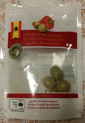 Olives espagnoles farcies à la pâte de poivrons migros 200 g, code 22083029