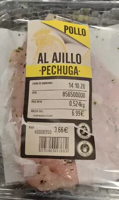 Pechuga de pollo al ajillo lidl , code 2215300003660