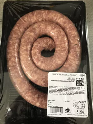 Saucisse de Toulouse brasse Auchan 761g, code 2229720034708