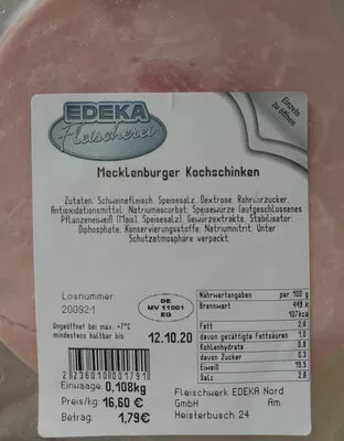 Mecklenburger Kochschinken EDEKA Fleischerei 100 g, code 2236010001791