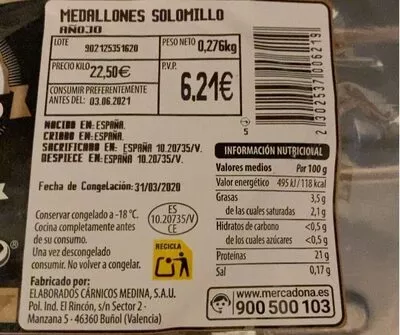 Medallones solomillo mercadona , code 2302537006219