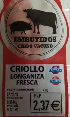 Criollo longaniza fresca mercadona , code 2302863002374